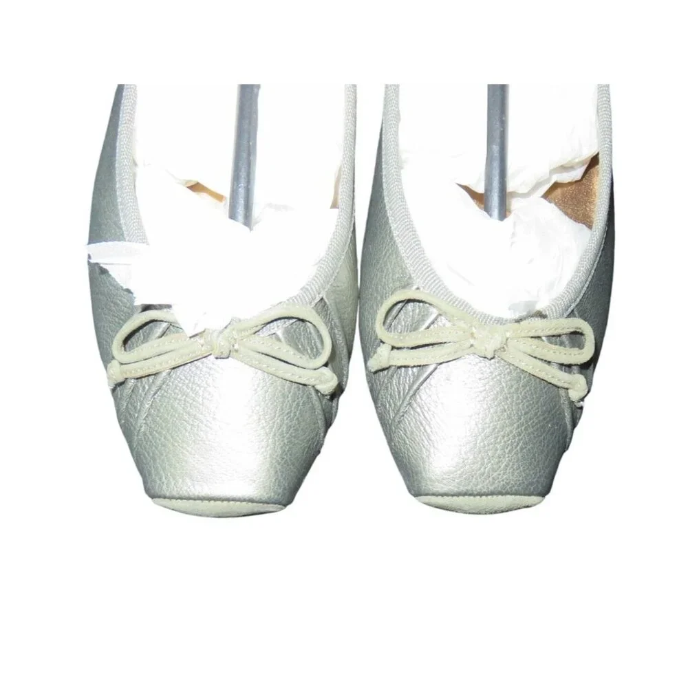 Jessica Simpson Pewter Western Leather Leve Square Toe Ballet Flats size 7.5